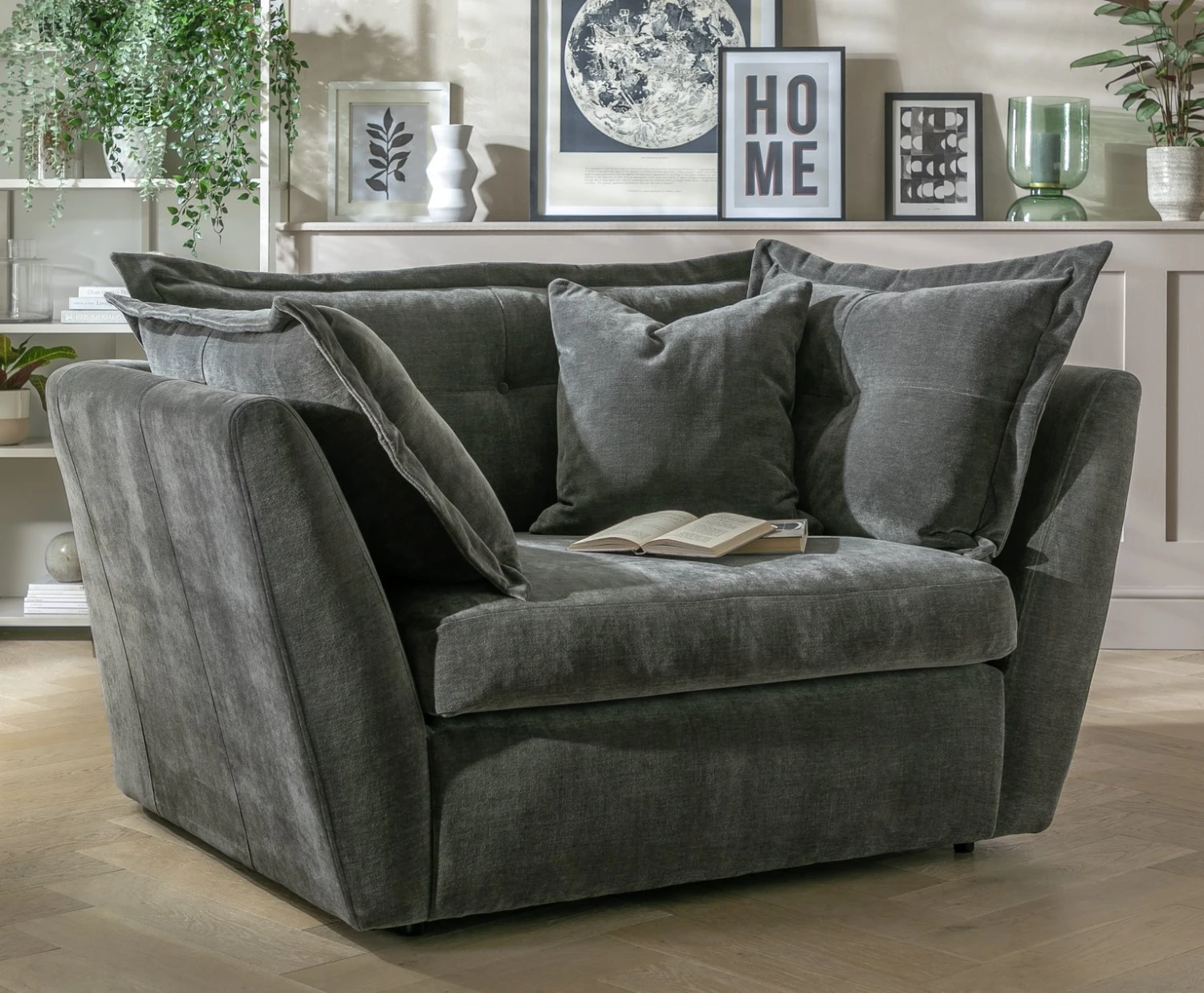 Habitat Jacques Velvet Cuddle Chair - Grey Habitat Jacques Velvet Cuddle Chair - Grey -Habitat Furni Sales 1177217 R Z001C