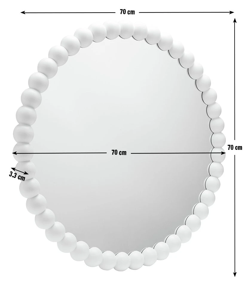 Habitat Beaded Round Wall Mirror - White - 70x70cm Habitat Beaded Round Wall Mirror - White - 70x70cm -Habitat Furni Sales 1182927 R E001