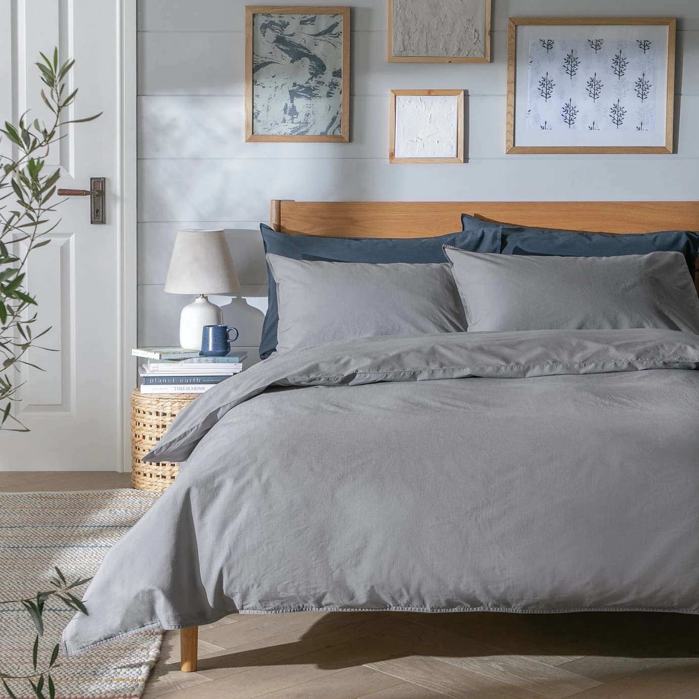 Habitat Cotton 180TC Linen Look Grey Bedding Set - Single Habitat Cotton 180TC Linen Look Grey Bedding Set - Single -Habitat Furni Sales 1233144 R Z001A