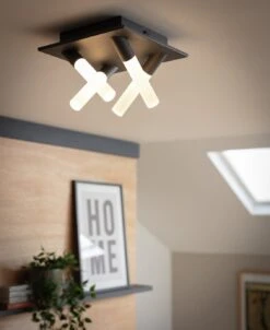 Habitat Metal 4 Light LED Bathroom Flush Ceiling Light-Black -Habitat Furni Sales 1233687 R Z002C