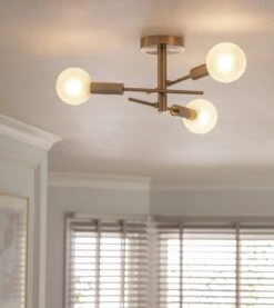 Habitat Globe Ribbed Metal Bathroom Ceiling Light - Brass -Habitat Furni Sales 1233711 R Z002C