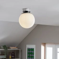 Habitat Opal Glass Bathroom Flush Ceiling Light - White -Habitat Furni Sales 1233759 R Z002C