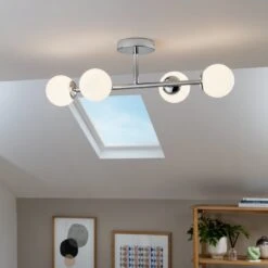 Habitat Metal 4 Light Bathroom Flush Ceiling Light - Chrome -Habitat Furni Sales 1233807 R Z002C