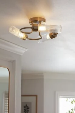 Habitat Ribbed Metal 3 Light Bathroom Ceiling Light - Gold -Habitat Furni Sales 1233845 R Z002C