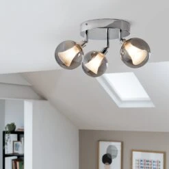 Habitat Globe Metal Bathroom Flush To Ceiling Light - Silver -Habitat Furni Sales 1233883 R Z002C