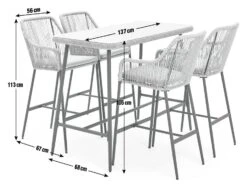 Habitat Malta 4 Seater Rattan Effect Garden Bar Set -Natural -Habitat Furni Sales 1242245 R E001