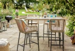 Habitat Malta 4 Seater Rattan Effect Garden Bar Set -Natural -Habitat Furni Sales 1242245 R Z001C