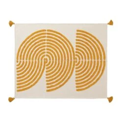 Habitat Geo Tufted Throw - White & Yellow - 125x150cm -Habitat Furni Sales 1309944 R Z004A