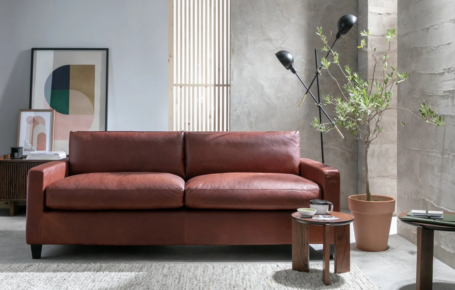 Habitat Chester Leather 3 Seater Sofa - Dark Feet - Tan Habitat Chester Leather 3 Seater Sofa - Dark Feet - Tan -Habitat Furni Sales 1345616 R Z001C