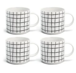 Habitat Grid Set Of 4 Mugs - White