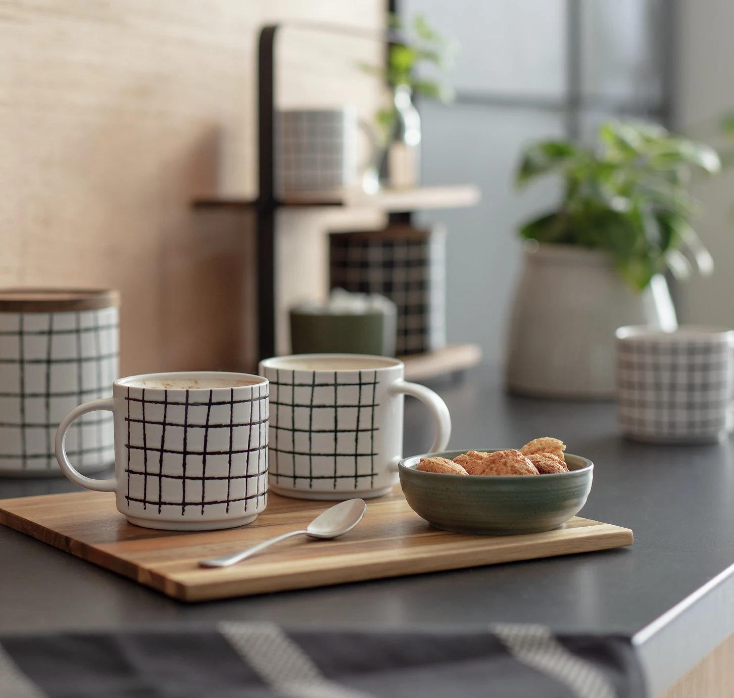 Habitat Grid Set of 4 Mugs - White Habitat Grid Set Of 4 Mugs - White -Habitat Furni Sales 1402944 R Z001C