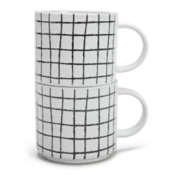 Habitat Grid Set Of 4 Mugs - White 3 Habitat Grid Set Of 4 Mugs - White -Habitat Furni Sales 1402944 R Z002A