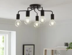 Habitat Rayner Steel 5 Light LED Flush Ceiling Light - Black -Habitat Furni Sales 1518261 R Z002C