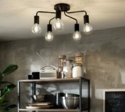 Habitat Rayner Steel 5 Light LED Flush Ceiling Light - Black -Habitat Furni Sales 1518261 R Z003C