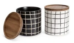 Habitat Grid Pack Of 2 Ceramic Canister - Black And White -Habitat Furni Sales 1975402 R Z002A