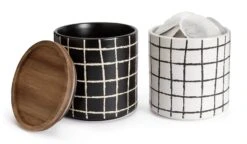 Habitat Grid Pack Of 2 Ceramic Canister - Black And White -Habitat Furni Sales 1975402 R Z004A