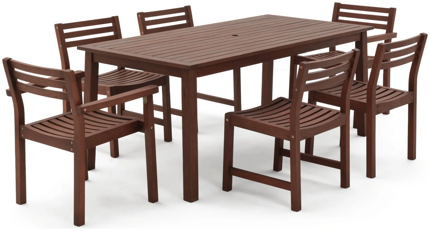 Habitat Amalfi 6 Seater Wooden Patio Set - Brown Habitat Amalfi 6 Seater Wooden Patio Set - Brown -Habitat Furni Sales 1993501 R Z001A