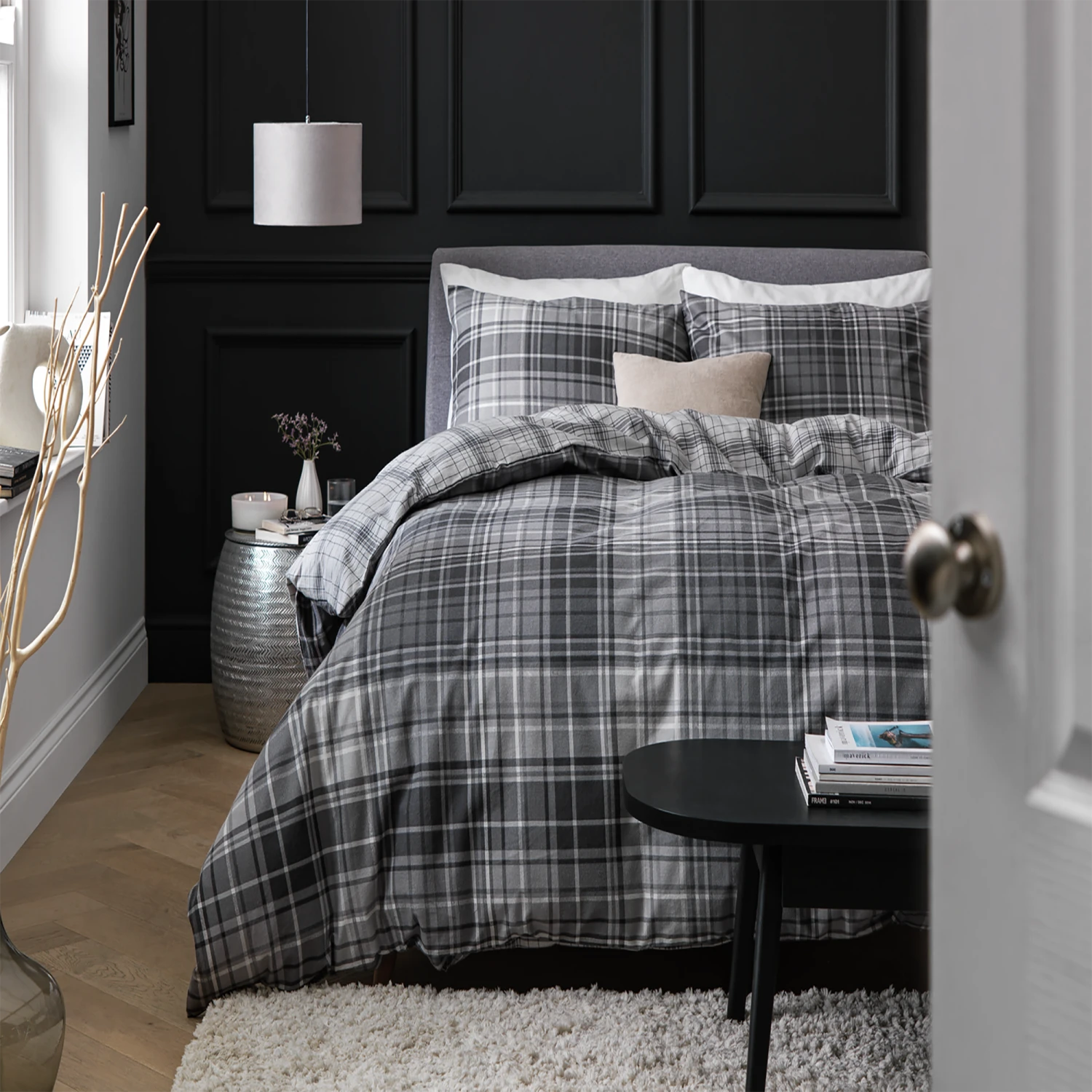 Habitat Grey Brushed Check Bedding Set - Single Habitat Grey Brushed Check Bedding Set - Single -Habitat Furni Sales 2019350 R Z001A
