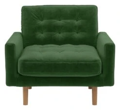 Habitat Fenner Velvet ArmChair - Moss Green