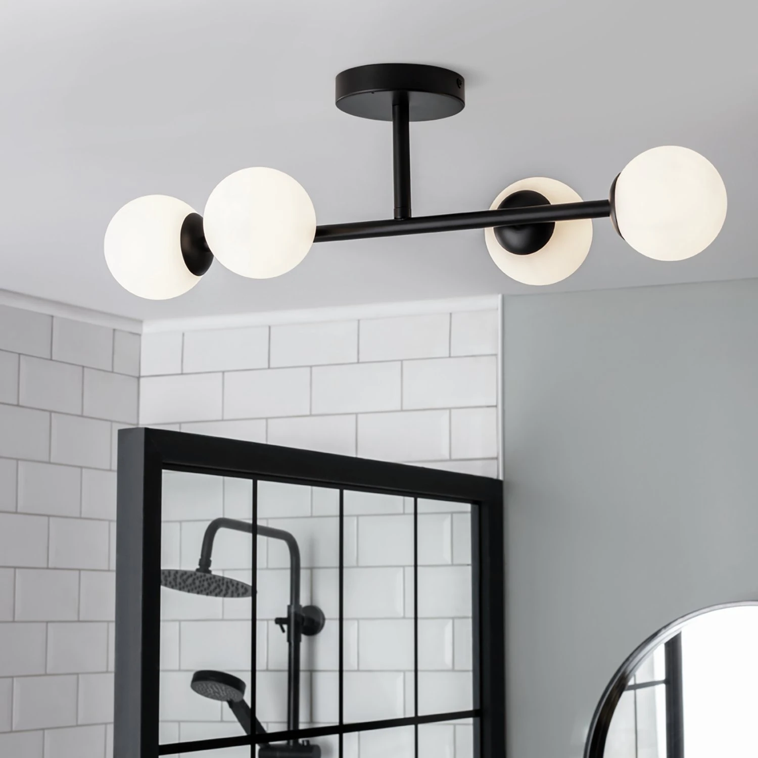 Habitat Opal Metal Bathroom Flush Ceiling Light - Black Habitat Opal Metal Bathroom Flush Ceiling Light - Black -Habitat Furni Sales 2067405 R Z001A