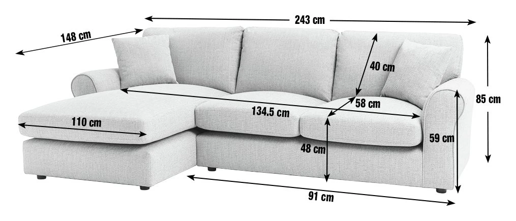 Habitat Lisbon Fabric Left Hand Corner Chaise Sofa- Charcoal Habitat Lisbon Fabric Left Hand Corner Chaise Sofa- Charcoal -Habitat Furni Sales 2078092 R E001