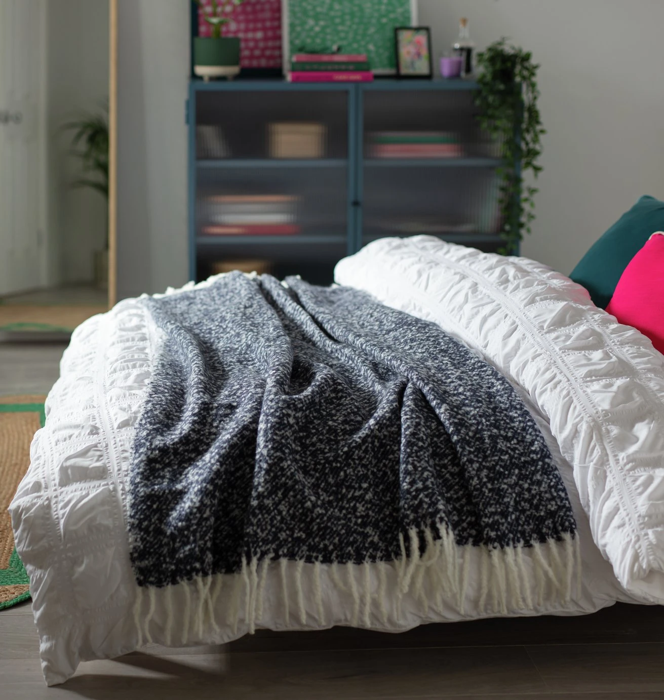 Habitat Faux Textured Mohair Throw - Navy - 125x150cm Habitat Faux Textured Mohair Throw - Navy - 125x150cm -Habitat Furni Sales 2157841 R Z001C