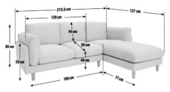 Habitat Salome Fabric Right Hand Corner Chaise Sofa - Grey -Habitat Furni Sales 2654344 R E001