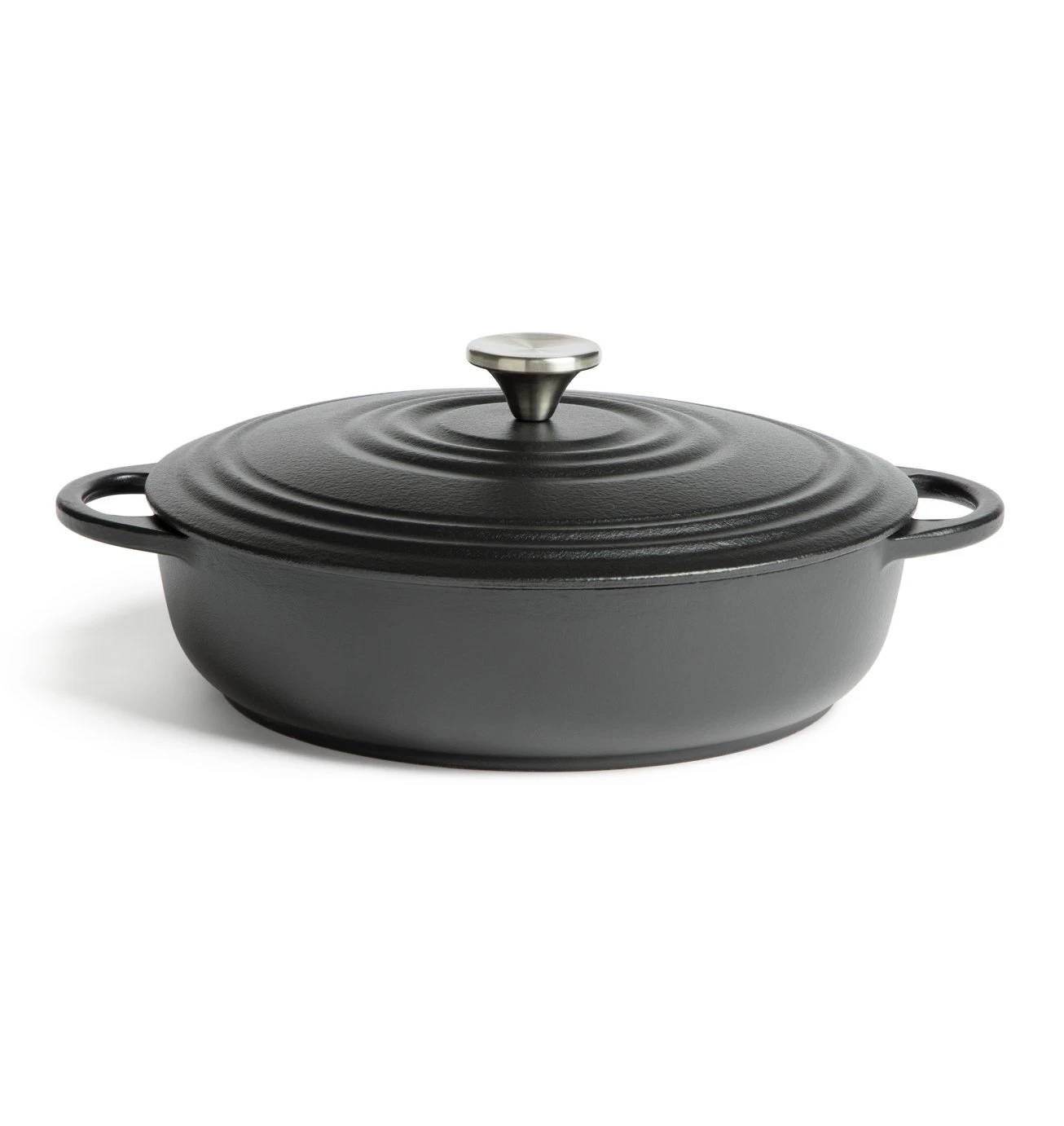 Habitat 4 Litre Shallow Cast Iron Casserole Dish - Black Habitat 4 Litre Shallow Cast Iron Casserole Dish - Black -Habitat Furni Sales 3065482 R Z001A