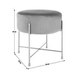 Habitat Jax Velvet Footstool - Black -Habitat Furni Sales 3088191 R E001