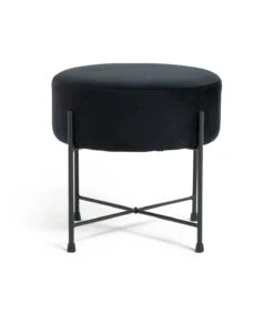 Habitat Jax Velvet Footstool - Black