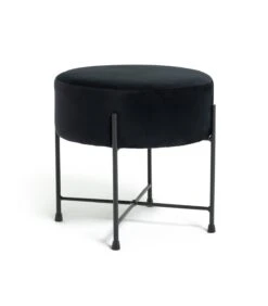 Habitat Jax Velvet Footstool - Black -Habitat Furni Sales 3088191 R Z002A