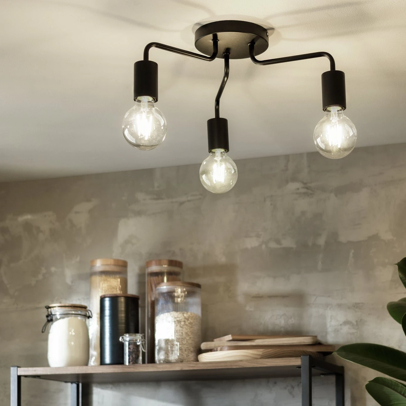 Habitat Rayner Steel 3 Light LED Flush Ceiling Light - Black Habitat Rayner Steel 3 Light LED Flush Ceiling Light - Black -Habitat Furni Sales 3247846 R Z001A