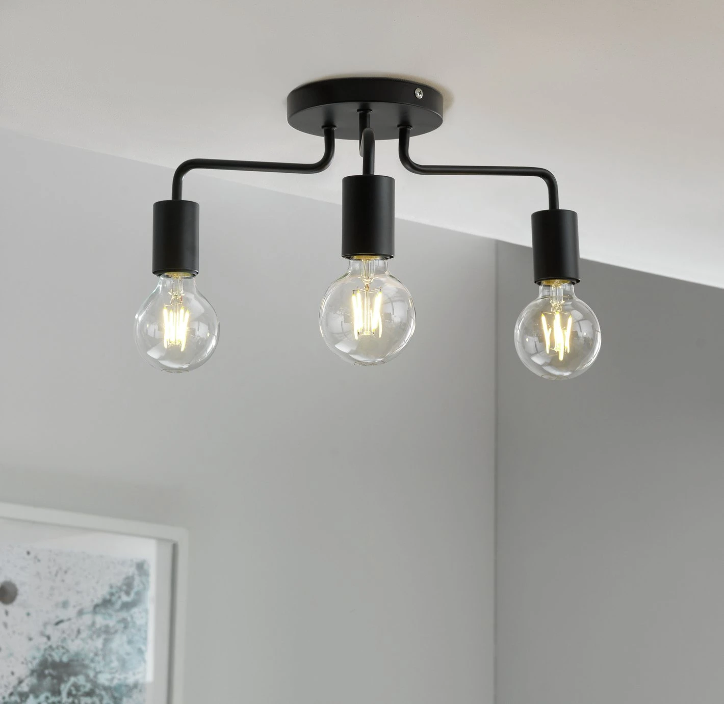 Habitat Rayner Steel 3 Light LED Flush Ceiling Light - Black Habitat Rayner Steel 3 Light LED Flush Ceiling Light - Black -Habitat Furni Sales 3247846 R Z002C