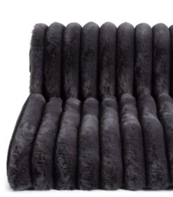 Habitat Ribbed Faux Fur Throw - Charcoal - 125X150cm -Habitat Furni Sales 3361320 R Z002A