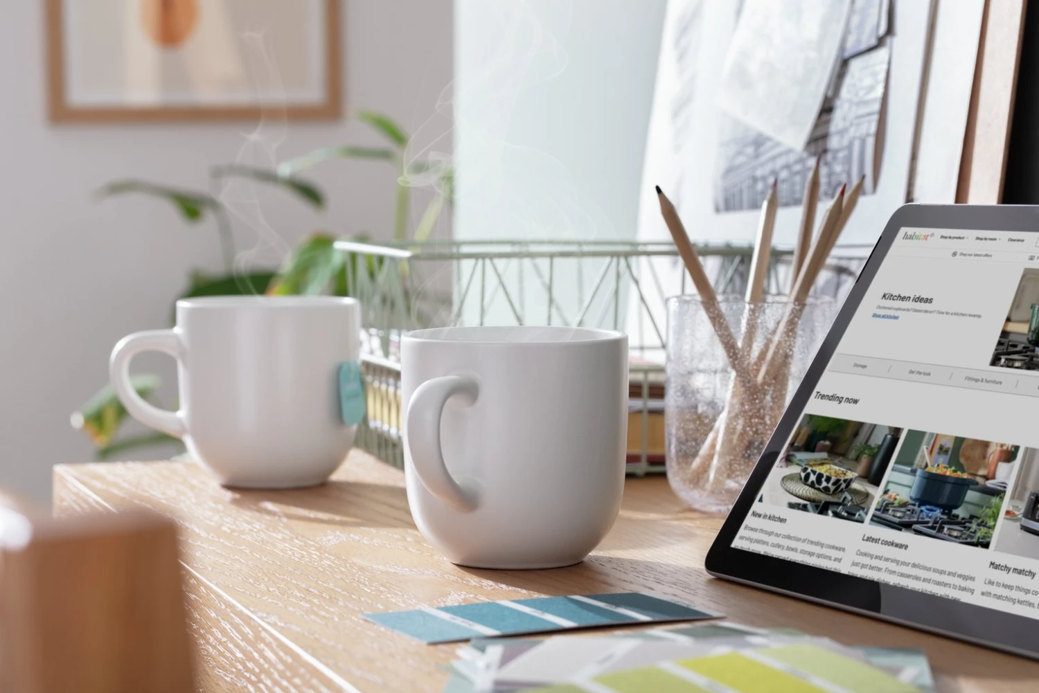 Habitat Riko Set of 4 Mugs - White Habitat Riko Set Of 4 Mugs - White -Habitat Furni Sales 3449194 R Z001C