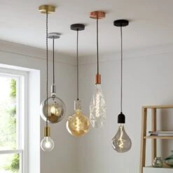 Habitat Pendant Ceiling Light - Matte Black & Herringbone -Habitat Furni Sales 3449802 R Z002C