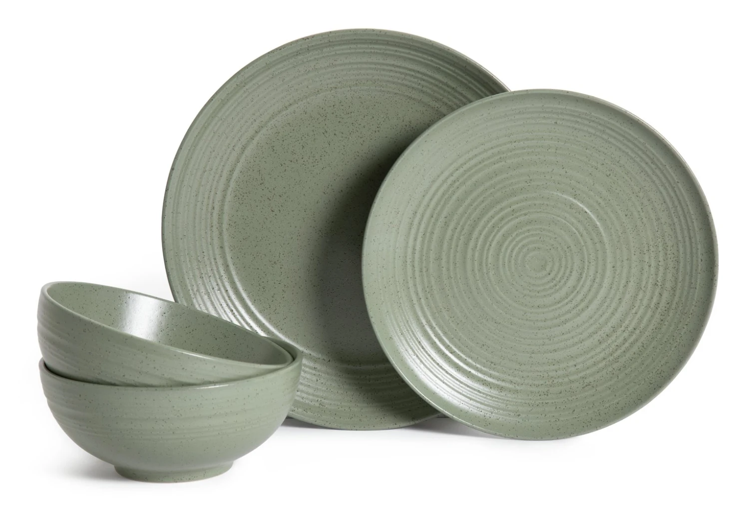 Habitat Textured Ripple 12 Piece Stoneware Dinner Set - Sage Habitat Textured Ripple 12 Piece Stoneware Dinner Set - Sage -Habitat Furni Sales 4353492 R Z001A