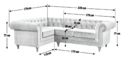 Habitat Chesterfield Right Hand Corner Sofa-Light Grey -Habitat Furni Sales 4468916 R E001