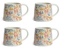 Habitat Floral Ripple Set Of 4 Mugs