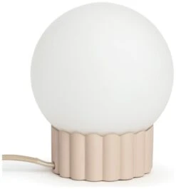 Habitat Ribbed Globe Table Lamp - White & Natural 3 Habitat Ribbed Globe Table Lamp - White & Natural -Habitat Furni Sales 4588982 R Z002A