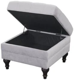 Habitat Chesterfield Velvet Storage Footstool - Light Grey -Habitat Furni Sales 4654287 R Z003A