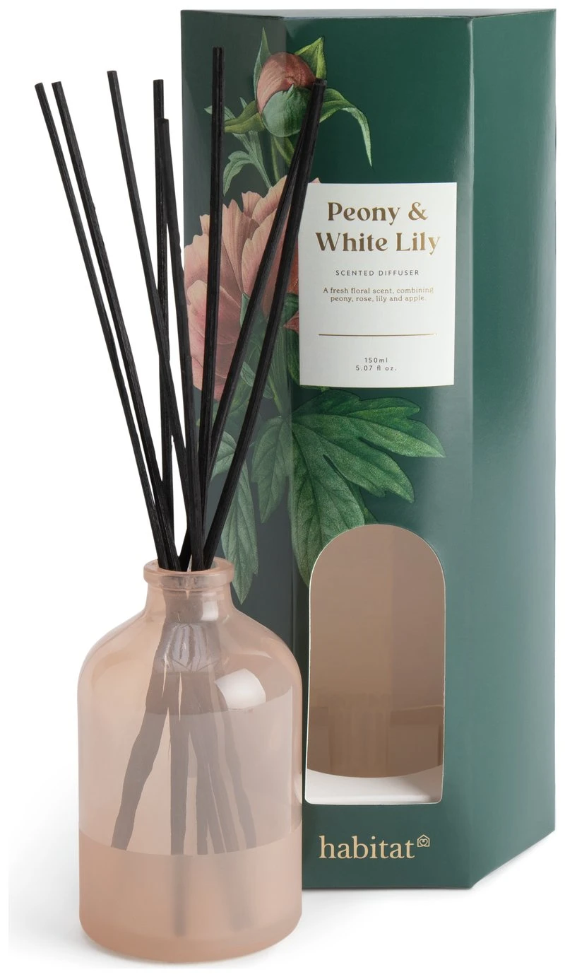Habitat 150ml Scented Diffuser - Peony & White Lily Habitat 150ml Scented Diffuser - Peony & White Lily -Habitat Furni Sales 4845096 R Z001A