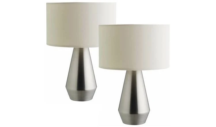 Habitat Maya Pair of Touch Table Lamps - Silver & Cream Habitat Maya Pair Of Touch Table Lamps - Silver & Cream -Habitat Furni Sales 4975894 R Z001A