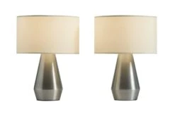 Habitat Maya Pair Of Touch Table Lamps - Silver & Cream 2 Habitat Maya Pair Of Touch Table Lamps - Silver & Cream -Habitat Furni Sales 4975894 R Z006A