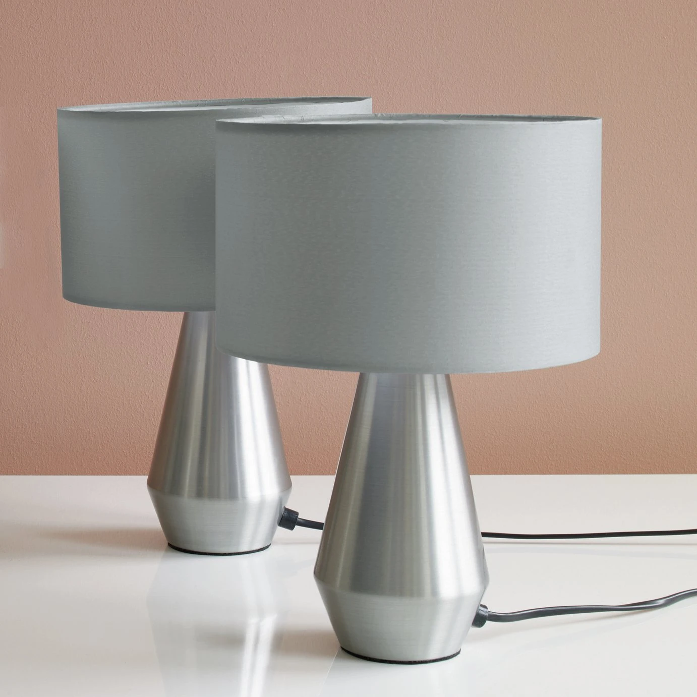 Habitat Maya Pair of Touch Table Lamps - Silver & Cream Habitat Maya Pair Of Touch Table Lamps - Silver & Cream -Habitat Furni Sales 4975894 R Z010A