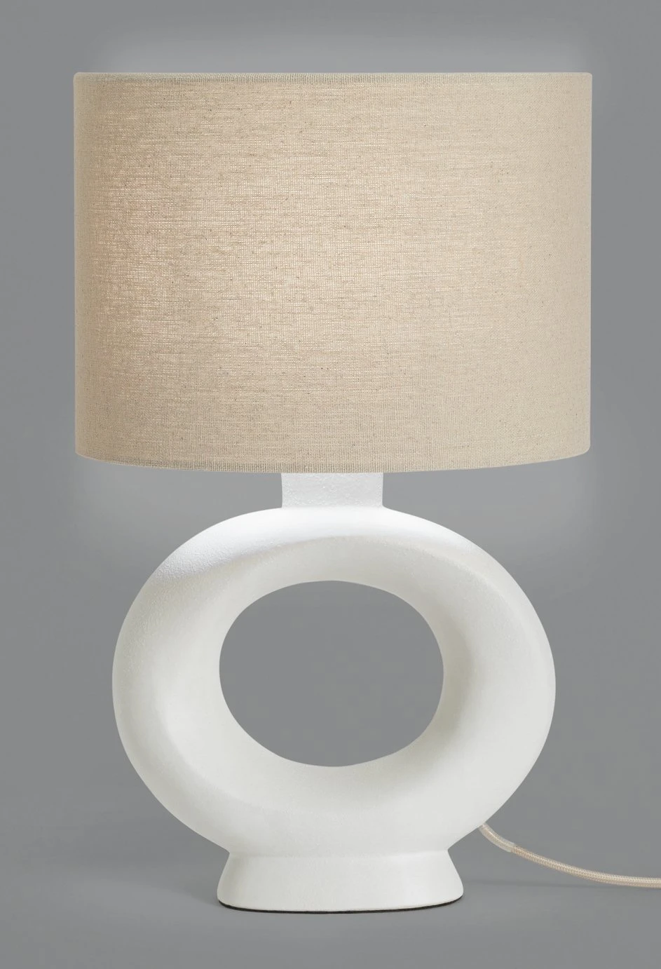 Habitat Nels Large Circle Ceramic Table Lamp - White & Beige Habitat Nels Large Circle Ceramic Table Lamp - White & Beige -Habitat Furni Sales 5022887 R Z005A