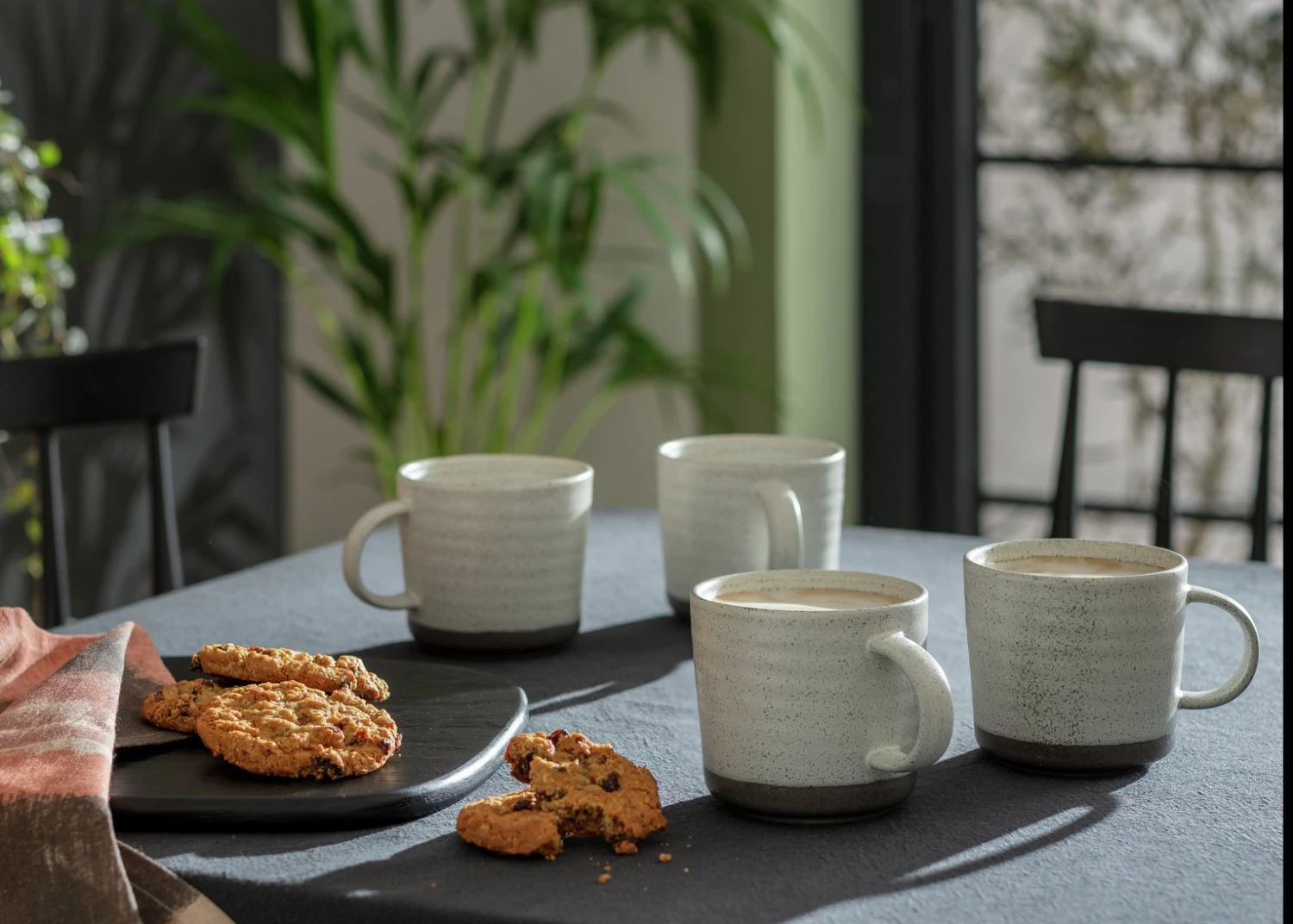 Habitat Textured Ripple Set of 4 Mugs - Neutral Habitat Textured Ripple Set Of 4 Mugs - Neutral -Habitat Furni Sales 5642171 R Z001C