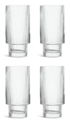 Habitat Ribbed Set Of 4 Hi Ball Glasses