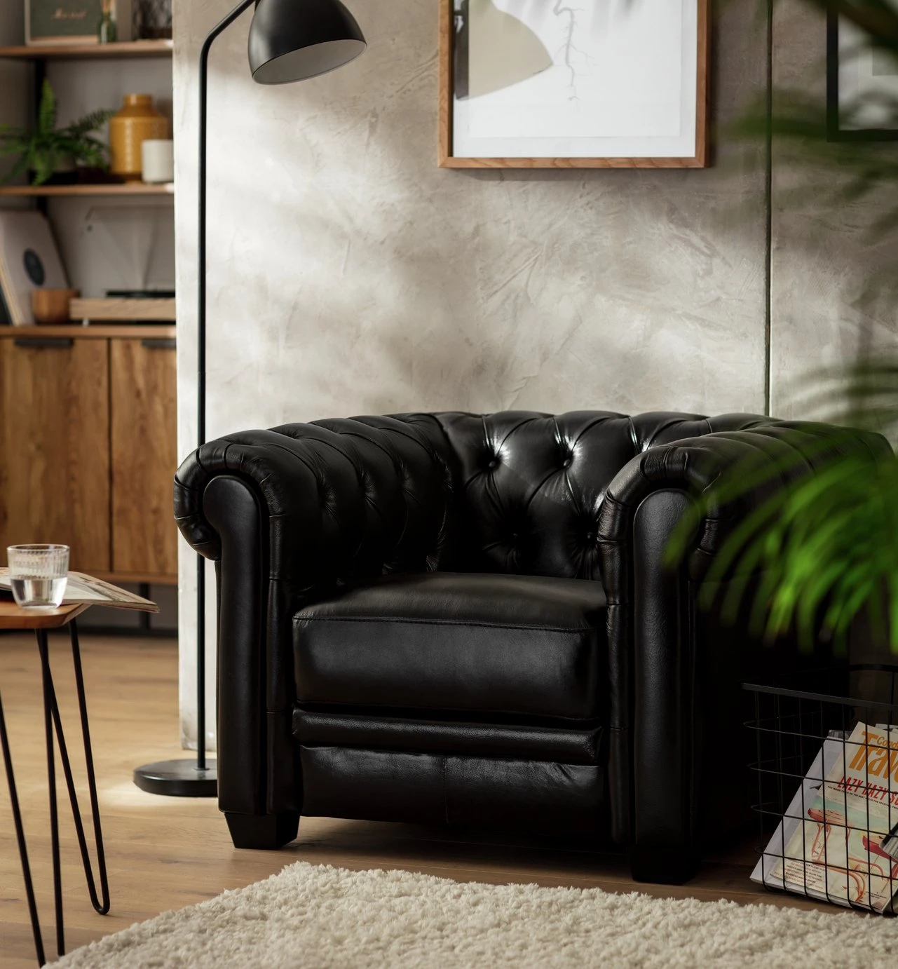 Habitat Chesterfield Leather Armchair - Black Habitat Chesterfield Leather Armchair - Black -Habitat Furni Sales 6250988 R Z001C