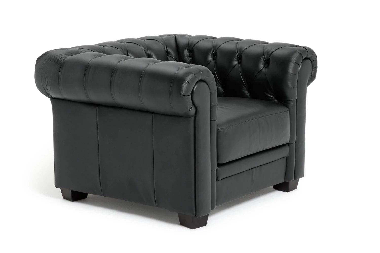 Habitat Chesterfield Leather Armchair - Black Habitat Chesterfield Leather Armchair - Black -Habitat Furni Sales 6250988 R Z004A